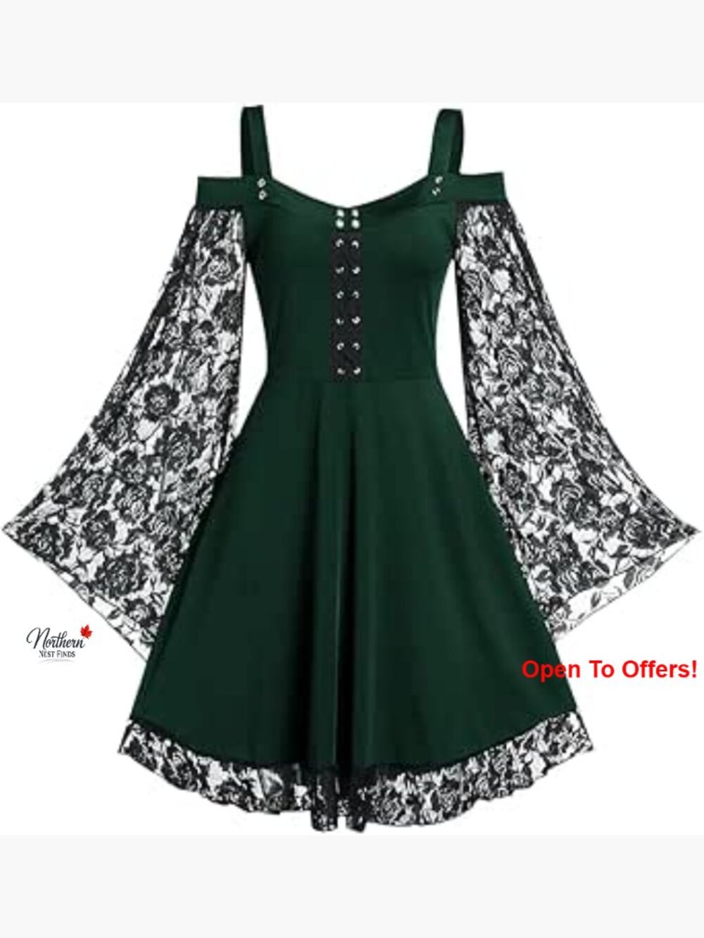Lace Off Shoulder Gothic Steampunk Dress Renaissance Costume